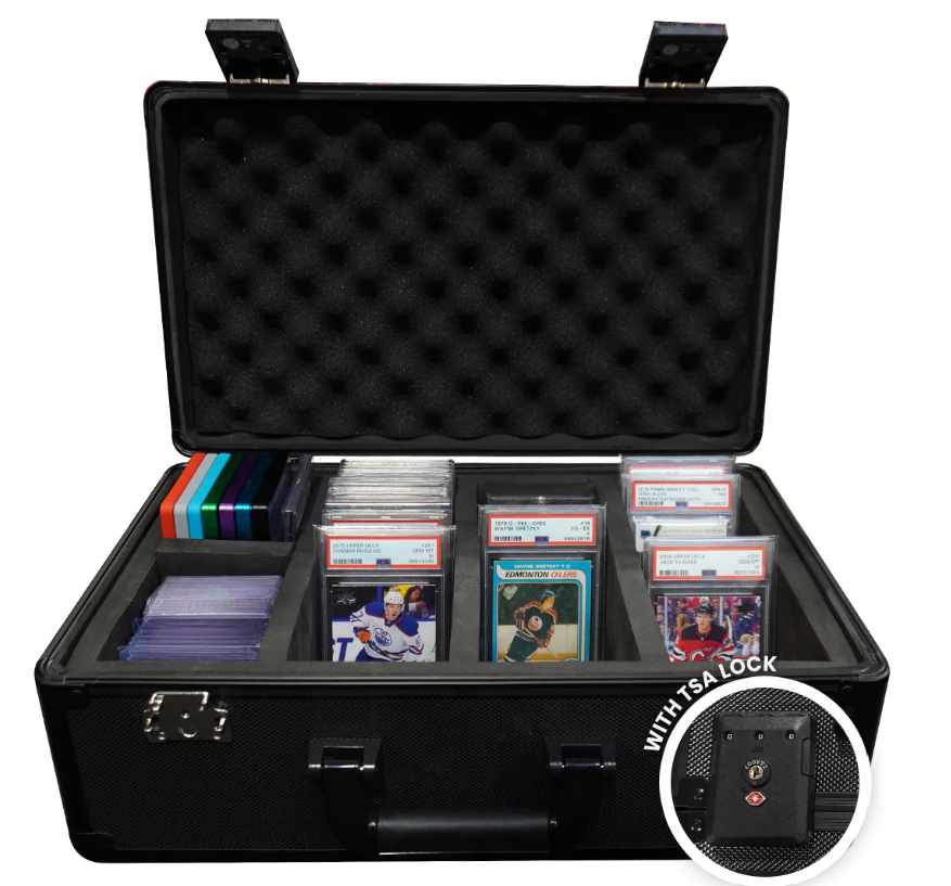EVORETRO Four-Row Aluminum Graded Card Storage Box, Key Lock (EVO-7938)