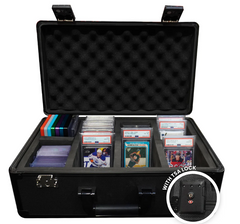 EVORETRO Four-Row Aluminum Graded Card Storage Box, Key Lock