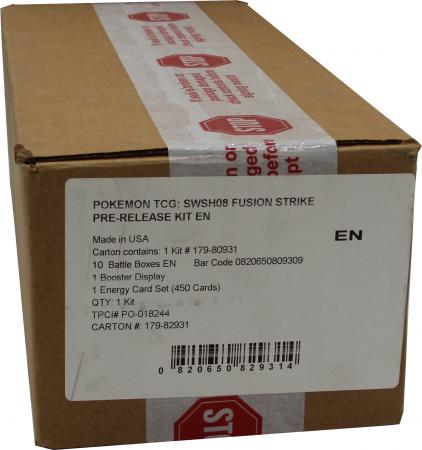 Pokemon SWSH8 Fusion Strike PRE-RELEASE KIT (1 BOOSTER + 1 B&B DISPLAY + 1 ENERGY BRICK)