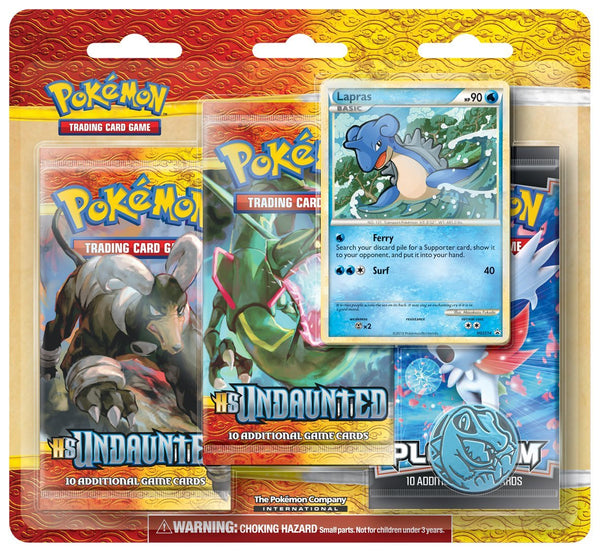 Pokemon 3pk Blister - Heart Gold Soul Silver Undaunted, Lapras